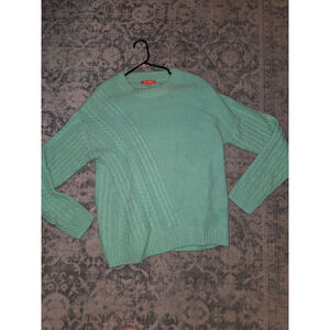 Women's Joe Fresh Mint Green Cable Knit Crew Neck Sweater XL